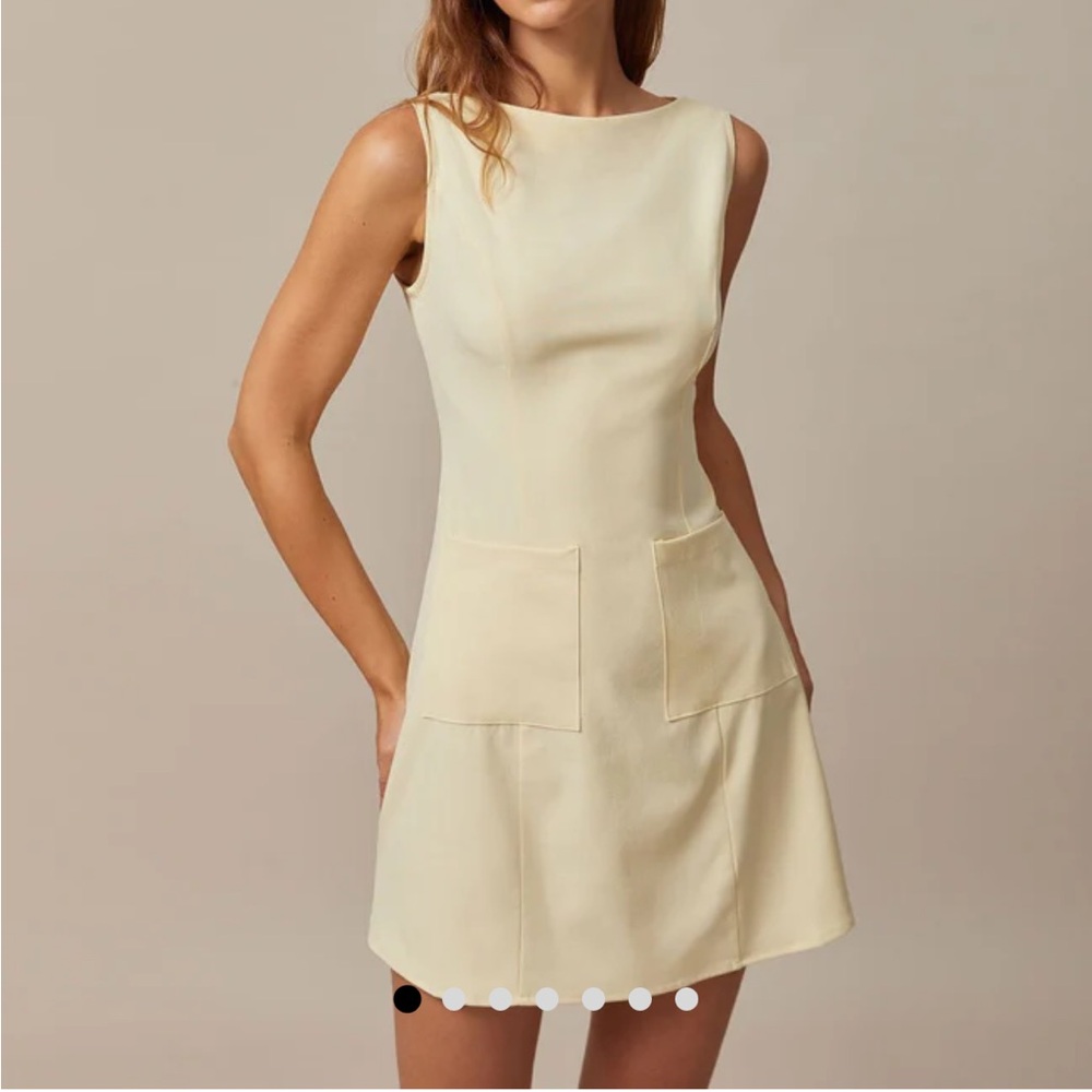 The Yellow Boat Neck Cutout Mini Dress, Gently Used, XS